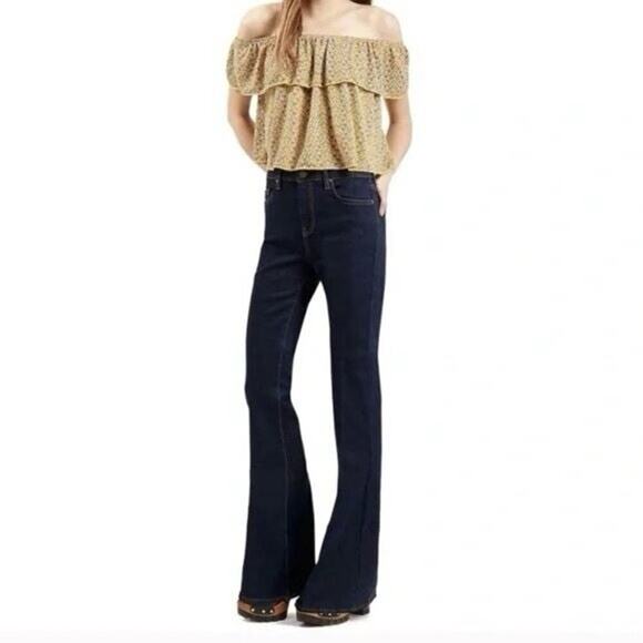 Topshop Denim - Topshop Moto Womens Tally Flare Jeans Dark Wash Indigo Sz 28 Stretch Dark Wash